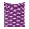 thumbnail image 1 of Purple Soft Flannel Fleece Blanket, White Polka Dots Continuous Pattern on Vivid Purple Background Old Fashioned Style, Cozy Plush for Indoor and Outdoor Use, 50" x 60", Purple White, by Ambesonne, 1 of 5