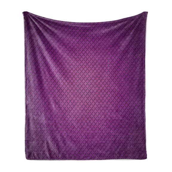 Purple Soft Flannel Fleece Throw Blanket, Abstract Digital Diagonal Grid Geometric Diamond Patterns Symmetric Lines Futuristic, Cozy Plush for Indoor and Outdoor Use, 50" x 70", Purple, by Ambesonne