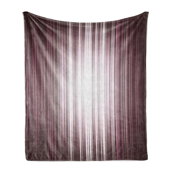 Purple Soft Flannel Fleece Throw Blanket, Futuristic Digital Style Stripes and Rays in Unusual Abstraction, Cozy Plush for Indoor and Outdoor Use, 50" x 70", Plum Mauve Grey, by Ambesonne