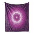 thumbnail image 1 of Purple Soft Flannel Fleece Throw Blanket, Graphic Carnation Flower Optical Illusion Symmetric Vibrant Display, Cozy Plush for Indoor and Outdoor Use, 50" x 70", Purple Magenta White, by Ambesonne, 1 of 6