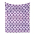 thumbnail image 1 of Purple Soft Flannel Fleece Throw Blanket, Retro Style Innovative Abstract Squares Pattern Modern Design Graphic Print, Cozy Plush for Indoor and Outdoor Use, 50" x 70", Violet and White, by Ambesonne, 1 of 5
