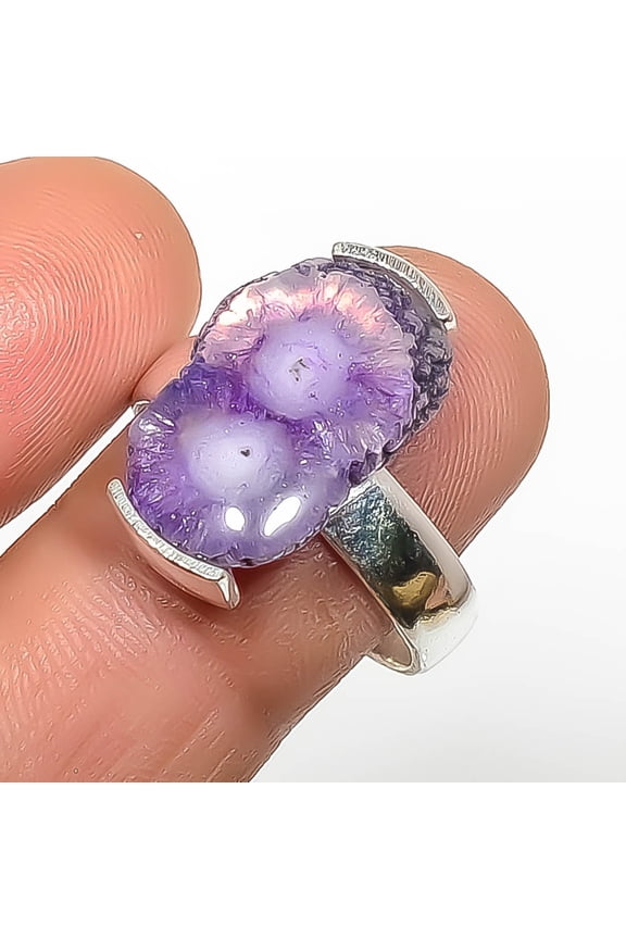 Purple Solar Quartz Eye 925 Sterling Silver Jewelry Ring s.10 TR787-159, Gemstone Silver Jewelry, New Year Sale, Valentin's Day Gift