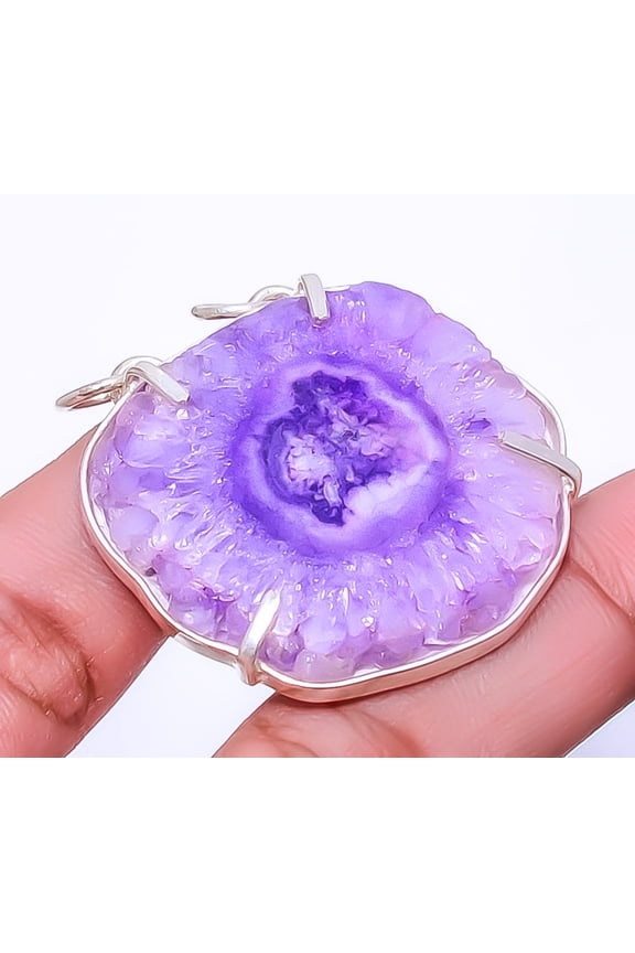 Purple Solar Quartz Eye Gemstone 925 Silver Plated Jewelry Pendant 1.56" A321, Valentine's Day Gift, Birthday Gift, Beautiful Jewelry For Woman