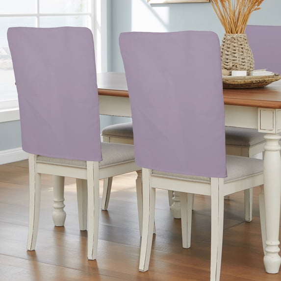 Purple Solid Color Chair Back Covers, Aesthetics Contemporary Luxury Removable Chair Covers for Dining Chairs Set of 8, Washable Chairs Slipcovers Back Seat Protector for Wedding Party 19"x20"
