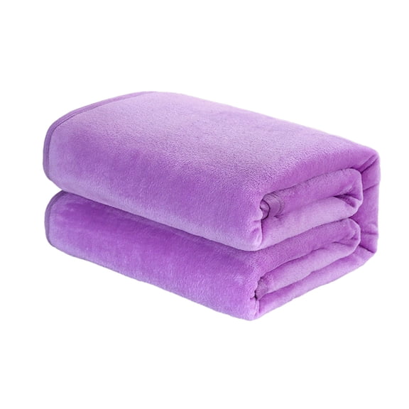 Purple Solid Color Flannel Fleece Blanket, Super Soft Thickened Polyester With Fine Sewing, Lightweight Warmth For Bedroom Decor, Couch Cover, And Gift Giving, 39.37X59.06In 0.661Lb
