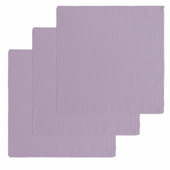 Purple Solid Color Kitchen Dish Towels for Drying Dishes Set of 3, Aesthetics Contemporary Luxury Waffle Weave Microfiber Hand Tea Bathroom Towels Quick Dry & Absorbent Towel 12x12