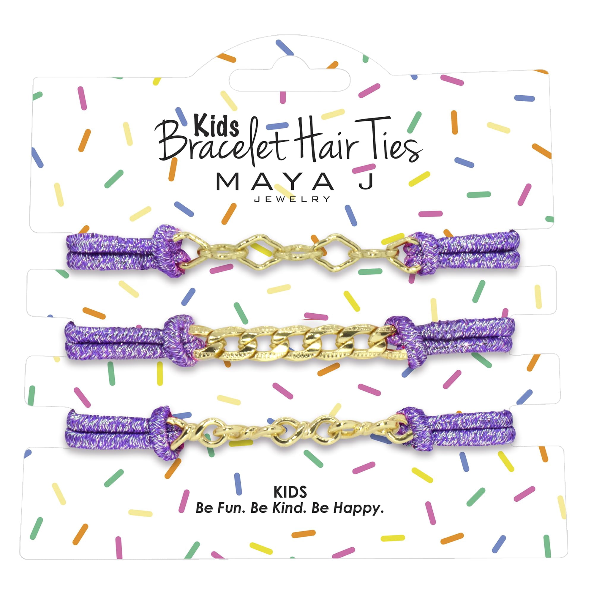 Purple Sparkle Elastic Kids Bracelet Hair Tie in Yellow