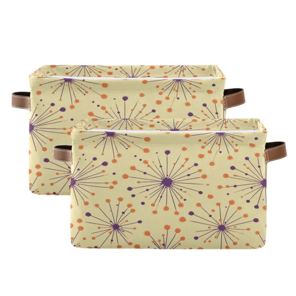 Purple Sparkler Elements Foldable Storage Basket,Canvas Fabric Foldable Storage Bins with Handles Open Home Storage Bins Boxes for Toy Book Shelf Closet Baskets