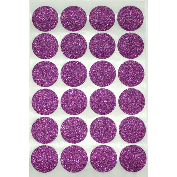 Purple Sparkly Circle Labels 1" Round 25 mm - Dot Stickers - one inch Rounds Glitter Sticker - 360 Pack
