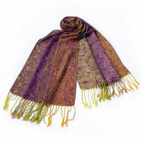 Purple Special Flowers Pattern Elegant Extra Soft Woven Pashmina/Shawl/Scarf