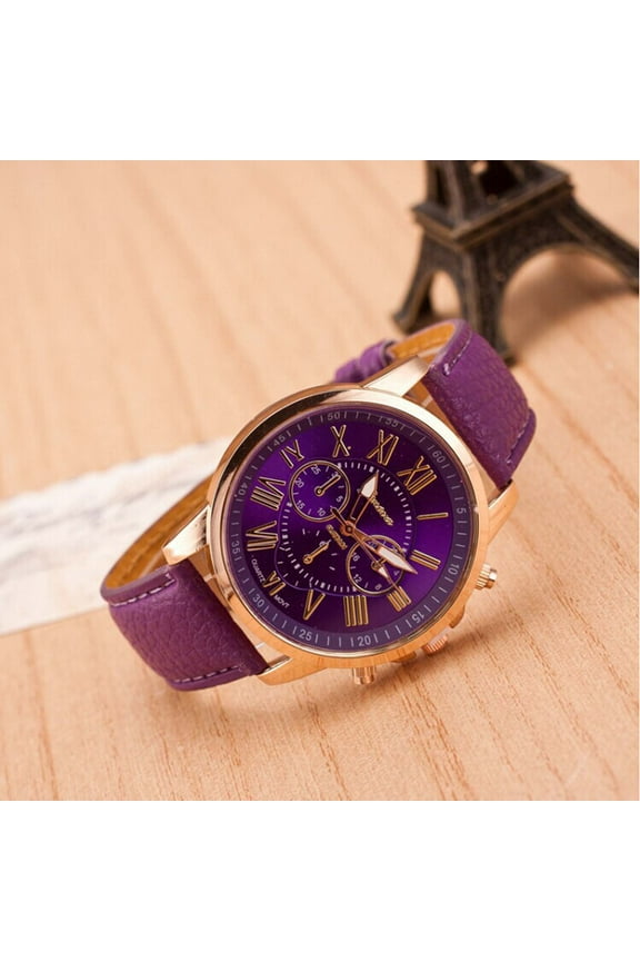 Purple Sport Watch for Women under $5! Ke1Clo Quartz Multi-pointer Watch with Leather Strap 40mm Dial