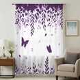 thumbnail image 1 of Purple Spring Botanical Sheer Curtains 84 Inches Long, Weeping Eucalyptus Butterfly Light Filering Curtains, Breathable Simi Curtain Privacy Drapes for Living Room Bedroom Window Treatment, 1 of 9