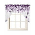 thumbnail image 1 of Purple Spring Botanical Swag Valances for Windows, Small Curtains Drapes, Weeping Eucalyptus Butterfly Kitchen Window Curtains Over Sink Window Treatment Valance for Bedroom/Bathroom 56"x36", 1 of 5