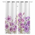 thumbnail image 1 of Purple Spring Floral Blackout Curtains for Bedroom/Living Room, Thermal Insulated Kitchen Curtains, Summer Botanical Watercolor Flower Grommet Darkening Window Treatment Drapes 52"x63"x2, 1 of 8