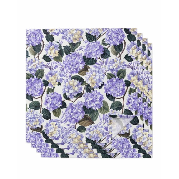 Purple Spring Floral Cloth Napkins Set of 4 Reusable Dinner Napkins, Watercolor Flowers Pastoral Cocktail Napkin Washable Table Napkins for Wedding/Holiday Party/Baby Shower 20"x20"