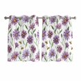 thumbnail image 1 of Purple Spring Floral Kitchen Curtains Window Panels, Summer Botanical Bee Floral Daisy Insulated Window Treatment Curtain, Grommet Curtains for Bedroom/Living Room/Bathroom, 2 Piece 52"Wx45"L, 1 of 8