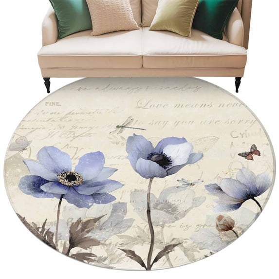 Purple Spring Floral Large Area Rugs for Bedroom Living Room, Soft Non ...