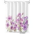 thumbnail image 1 of Purple Spring Floral Long Shower Curtain Set, Waterproof Shower Curtains for Bathroom, Summer Botanical Watercolor Flower Washable Fabric Cloth Bath Curtain for Bathtub with Hooks 72x84 Inches, 1 of 6