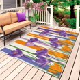 thumbnail image 1 of Purple Spring Floral Outdoor Rug 5x8 Ft, Non Slip Washable Area Rug, Farmhouse Striped Modern Abstract Art Patio Rugs Carpet Runner, Large Floor Mat for Indoor/Outdoor Deck Porch Camping, 1 of 8