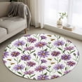 thumbnail image 1 of Purple Spring Floral Round Area Rug 3Ft Washable Small Circle Rugs for Kitchen Entryway, Summer Botanical Bee Floral Daisy Non-Slip Carpet Floor Mats Indoor Outdoor Carpet Runner Aesthetic Home Decor, 1 of 8