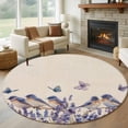 thumbnail image 1 of Purple Spring Floral Round Area Rug 7 FT,Non Slip Living Room Area Carpet,Summer Birds Butterfly Farmhouse Washable Soft Circular Rug Non-Shedding Floor Carpet for Bedside Office Play Room Classroom, 1 of 9