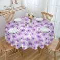 thumbnail image 1 of Purple Spring Floral Round Tablecloth 60 Inch - Waterproof Fabric Table Cloth Protector, Watercolor Summer Botanical Tablecloths Washable Table Cover for Kitchen Banquet Coffee Table Party, 1 of 6