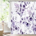 thumbnail image 1 of Purple Spring Floral Shower Curtain, Modern Plants Botanical Fabric Cloth Shower Curtains for Chic Elegant Bathroom Decor, Summer Watercolor Eucalyptus Leaf, 72x72, 1 of 6
