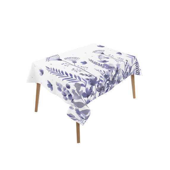 Purple Spring Floral Table Cloth, Waterproof Tablecloth for Rectangle Tables, Watercolor Elegant Pastoral Flowers Reusable Washable Fabric Table Cover for Restaurant Kitchen Dining Tables 60"x84"