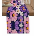 thumbnail image 1 of Purple Spring Floral Table Runner Cotton Linen 48 Inch Holiday Dresser Scarves, Flowers Summer Botanical Abstract Art Tablerunner for Kitchen Coffee Dining Bedroom Dinner Scarf Décor 13''x48'', 1 of 9