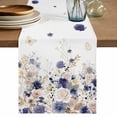 thumbnail image 1 of Purple Spring Floral Table Runner, Elegant Pastoral Flowers Watercolor Cotton Linen Table Runners 120 Inches Long, Dresser Scarf Runner for Dining/Living Room/Kitchen/Square Tables 13''x120'', 1 of 9