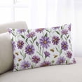 thumbnail image 1 of Purple Spring Floral Throw Pillow Covers, Summer Botanical Bee Floral Daisy Soft Breathable Pillow Cases with Invisible Zipper for Sleeping, Standard Pillowcases for Couch Bed Sofa Chair 20x26 Inches, 1 of 9