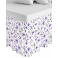 thumbnail image 1 of Purple Spring Floral Wrap Around Bed Skirts for Queen Bed 18" Drop,Bed Skirt with Adjustable Elastic Belt Dust Ruffle Bed Valance for Bedroom Hotel Pastoral Botanical Watercolor Bed Frame Cover, 1 of 7