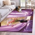 thumbnail image 1 of Purple Spring Flowers 3'x5' Washable Rug, Modern Abstract Chic Oil Painting Non-Slip Area Rugs for Entryway Kitchen Classroom, StainResistant Dorm Throw Carpet, Low Pile Soft Indoor Floor Mat, 1 of 9