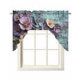 thumbnail image 1 of Purple Spring Flowers Kitchen Curtains Swag Valance for Windows/Bathroom/Cafe, Retro Blue Mottled Wall Pastoral Rod Pocket Drape Panel Swag Curtain Valance for Bedroom/Living Room 55''x36'', 1 of 6