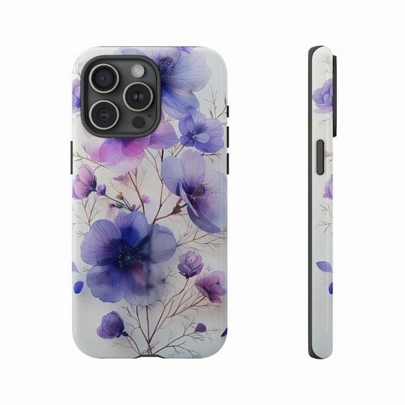 Purple Spring Wildflower Watercolor Case for iPhone 17 16 15 14 13 12 11 Pro Max