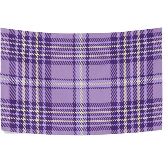 Purple Square Plaid Tapestry Wall Hanging Tapestries Happy Colorful Hippie Psychedelic Art Polyester Carpet Wall Decorative for Living Room Bedroom 60x51inch Gift Decor
