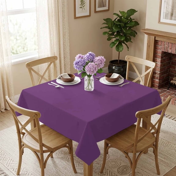 Purple Square Tablecloth 54x54 Inch Solid Purple Color Waterproof Polyester Tablecloth for Dining Table, Washable Table Cover for Kitchen Dining Room Wedding Decoration,Stain Resistant