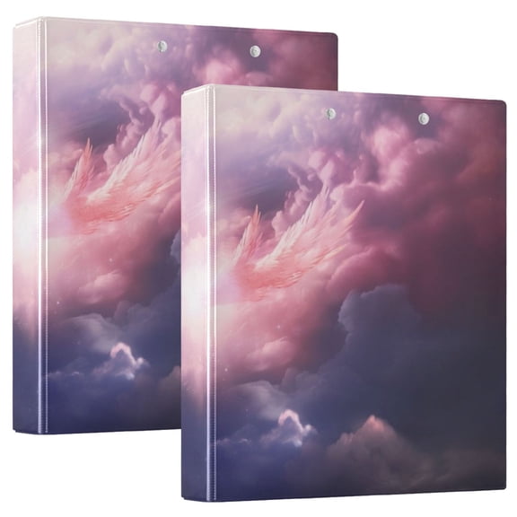 Purple Starry Sky 3 Ring Binders 1.5 inch Hardcover File Folders with Interior Pockets A4 Size Organizer for School Office Hospital