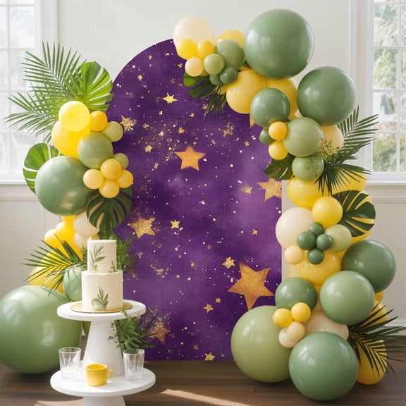 Purple Starry Sky Arch Backdrop Cover, 6FT, Star Galaxy Fantasy Romantic Spandex Arch Covers Double-Sided Backdrop for Wedding Birthday Party Photo Background Decoration