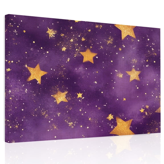 Purple Starry Sky Canvas Print Wall Art, Star Galaxy Fantasy Romantic Wall Decor Modern Artwork Paintings Pictures for Living Room Framed and Stretched Ready to Hang, 24" x 32"