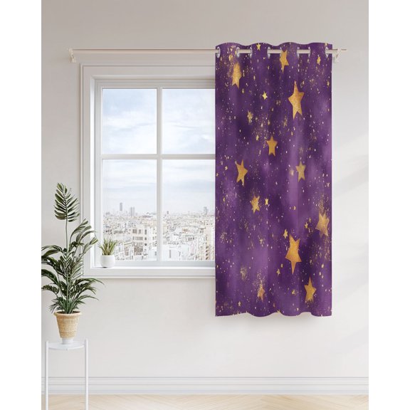 Purple Starry Sky Curtains 54 inches Long for Living Room Bedroom Star Galaxy Fantasy Romantic Sliding Door Sheer Curtains Light Filtering Curtain 1 Panel Grommet Window Drape