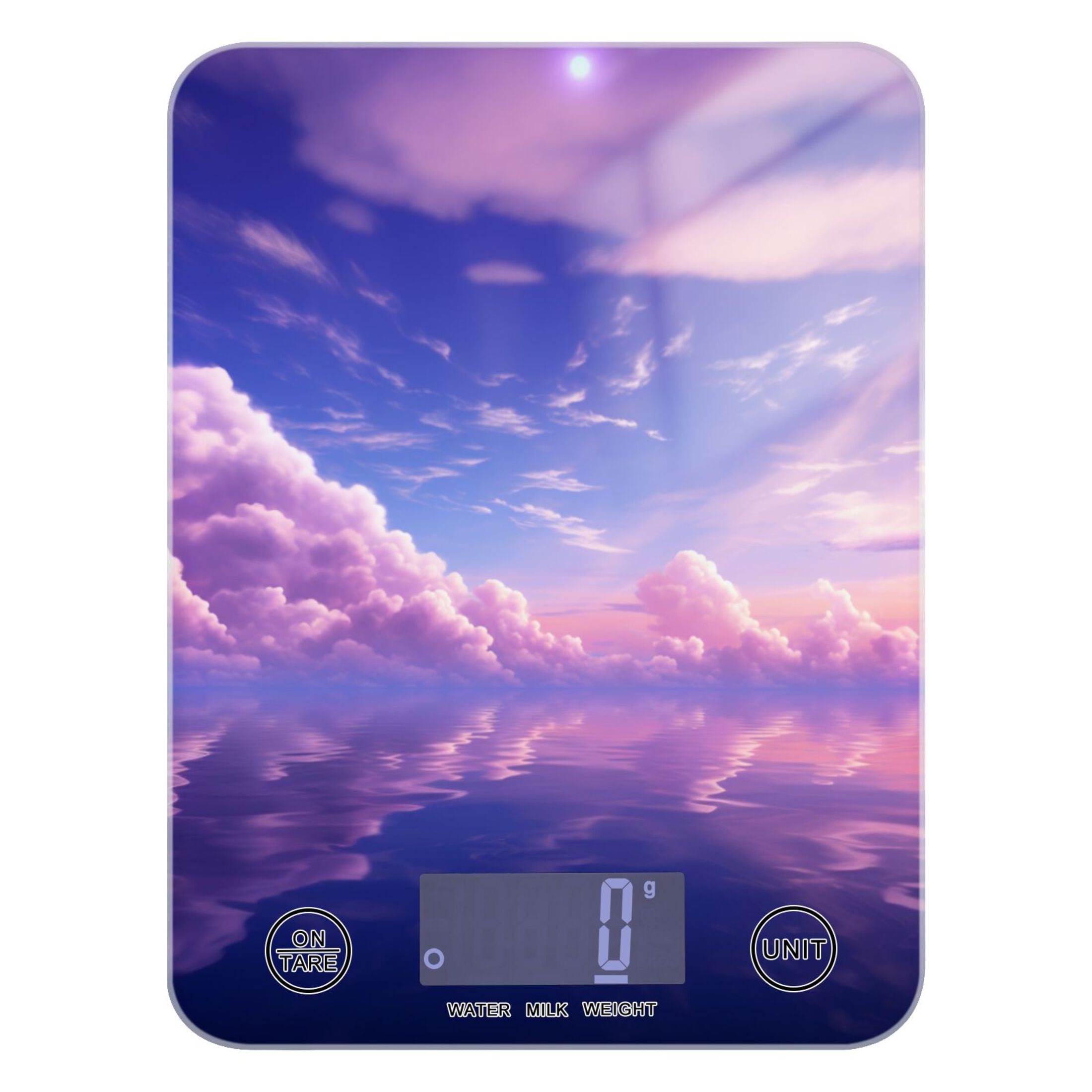 Purple Starry Sky Food Scale Digital Kitchen Scale Waterproof Tempered Glass Tare Function 11 lb for Baking Cooking Meal Prep