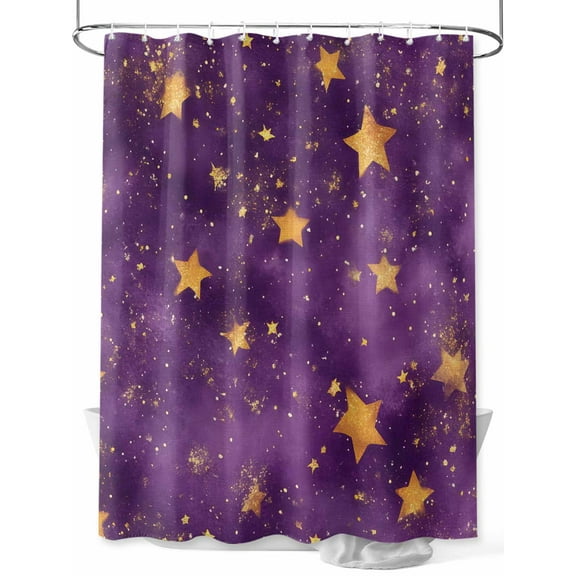 Purple Starry Sky Shower Curtain, Star Galaxy Fantasy Romantic Waterproof Shower Curtain Set with 12 Hooks Lightweight Washable Fabric Shower Curtains for Bathroom 36x72 Inches