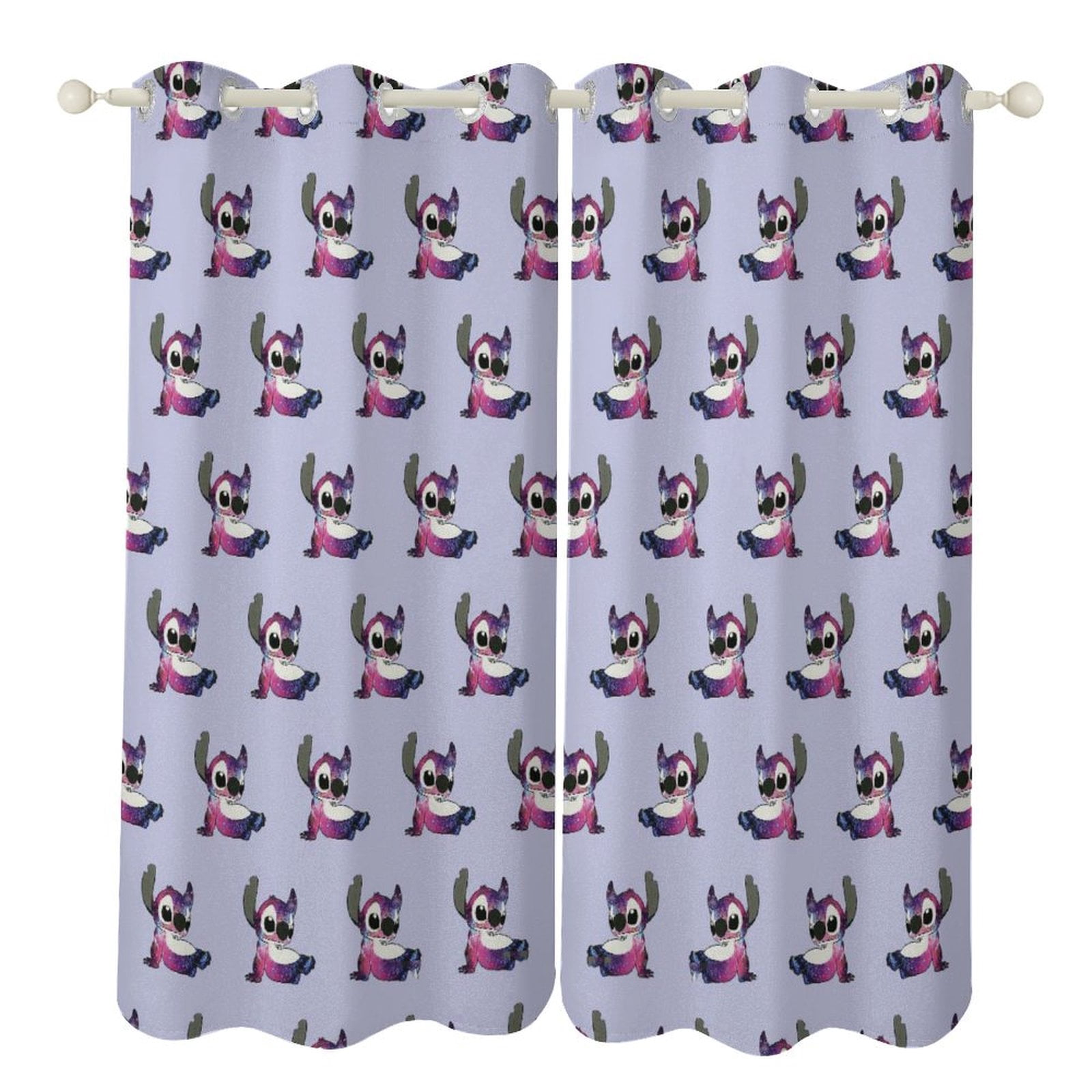 Purple Starry Sky Stitch Curtains for Kids,Cartoon BlackOut Curtain for ...