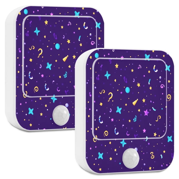 Purple Stars Pattern 3-Mode Night Light with Adjustable Brightness - Warm White for Bedrooms and Nurseries 2.72x3.07in