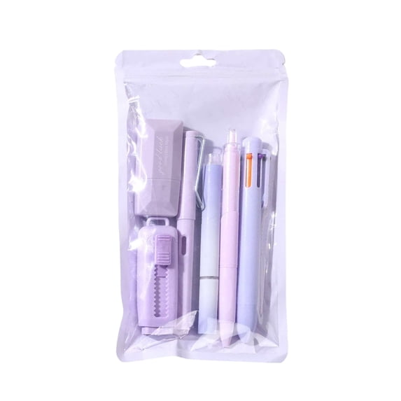 Purple Stationery Set for Studants, High Aesthetic Value, Includes pans and Highlighters, Great for schol or Home, Ideal for Summer Study Sessions