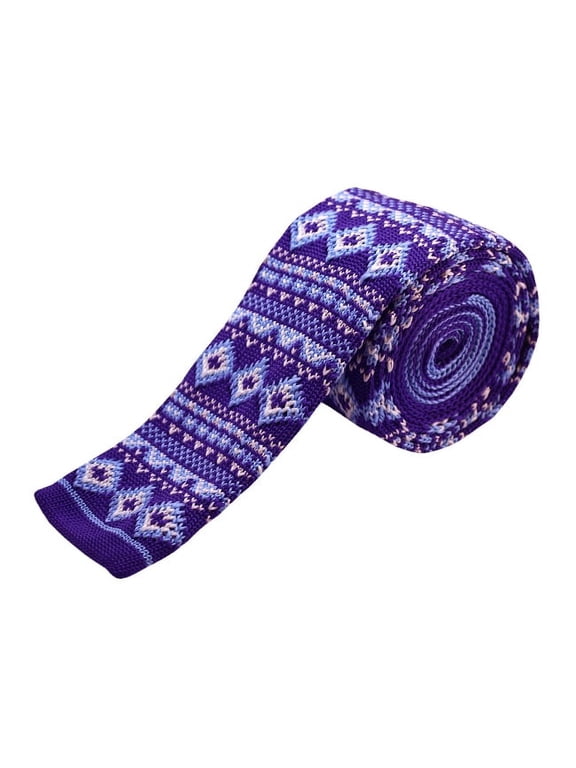 Purple, Steel Blue w/ Designs Men's Knit Tie