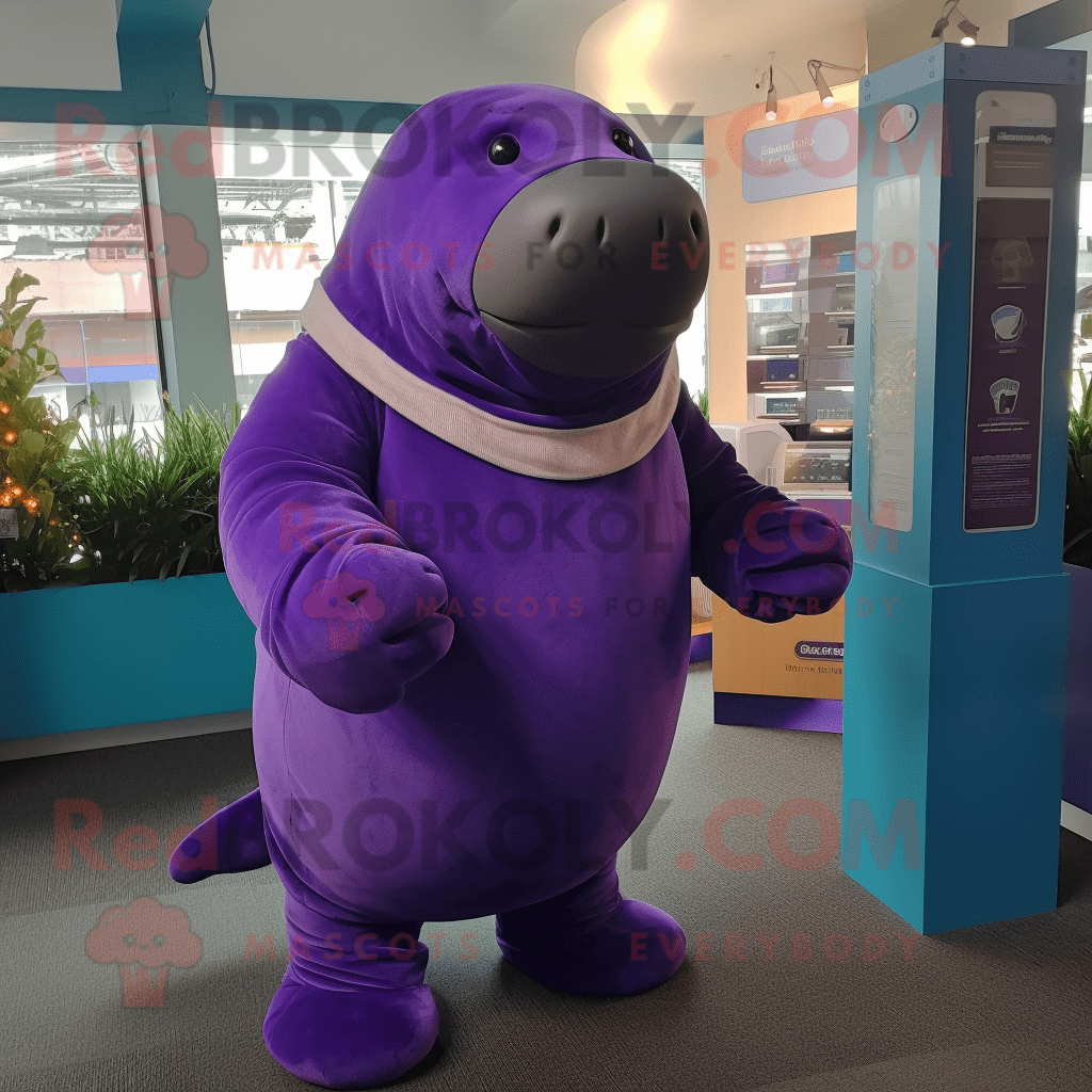 Purple Stellar'S Sea Cow REDBROKOLY mascot costume character dressed ...