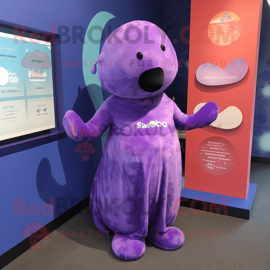 Purple Stellar'S Sea Cow REDBROKOLY mascot costume character dressed ...