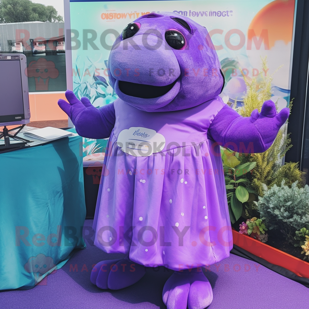 Purple Stellar'S Sea Cow REDBROKOLY mascot costume character dressed ...